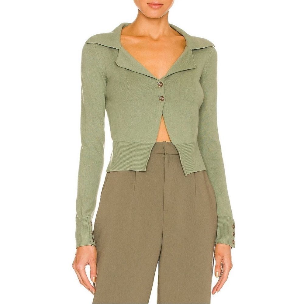 NWOT SONG OF STYLE Alayna Collared Sweater in Sage Green